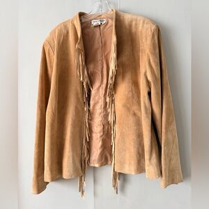 NANCY BOLEN Citiy Girl Tan 100% Suede Fringe Western Jacket